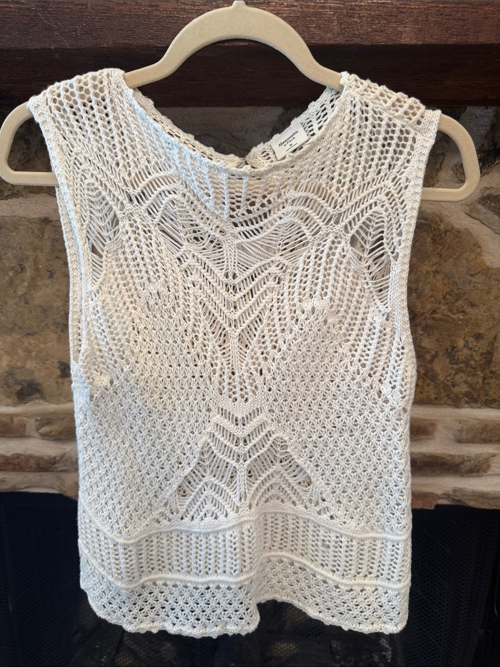 Abercrombie & Fitch Cream Crochet Coverup Tank